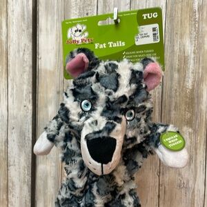 Jolly Pets Fat Tail Tug Toy 20inches long Squeaker loud leopard